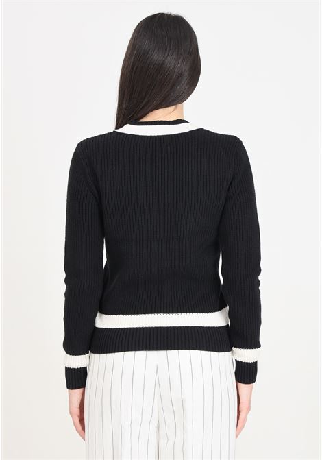 Black women's sweater with logo monogram LAUREN RALPH LAUREN | 200933232001BLACK/MASCARPONE CREAM